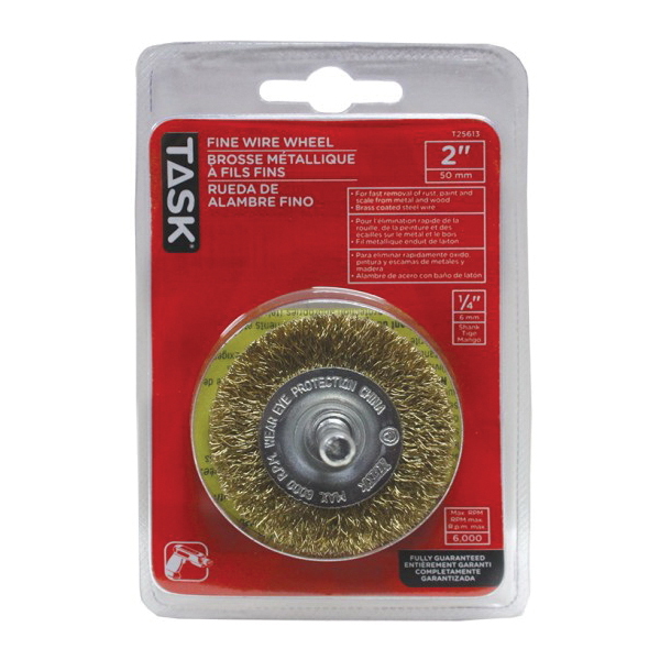 Task Tools Wheel Wire Mtl 2in 1/4in Shnk T25613